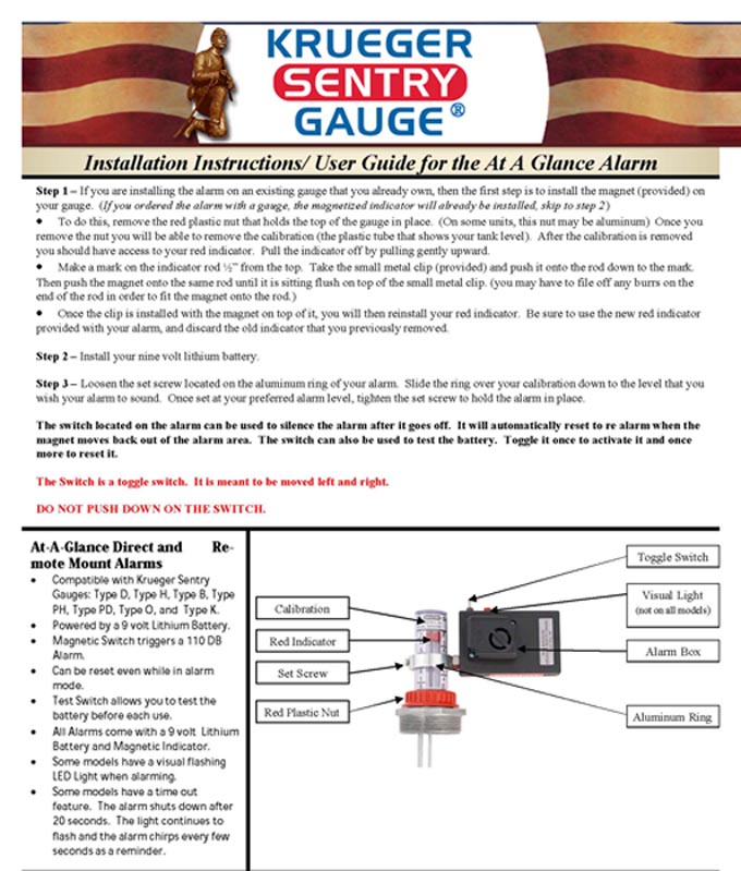 krueger alarm gauge installation instructions